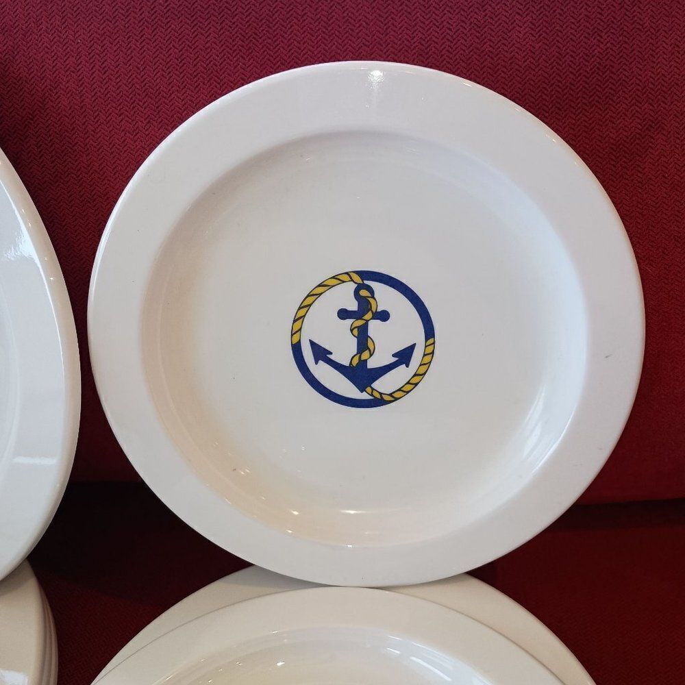 Set of Guzzini Italy Anchor Plates Melamine Dinner Salad Plates Set of 11 - Picture 4 of 11